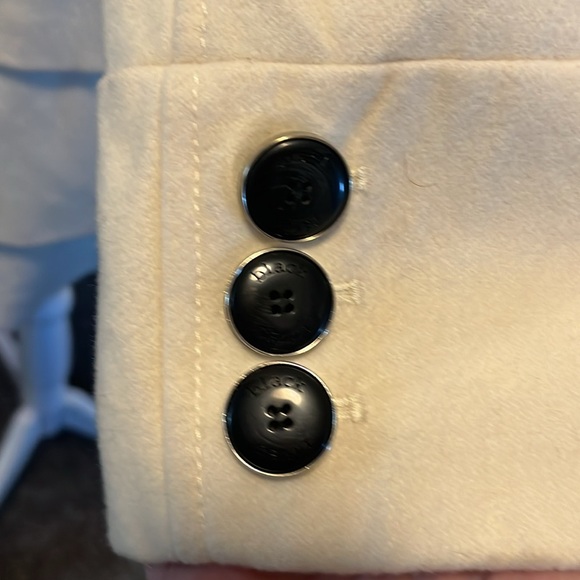 Black Rivet Double-breasted Cream Wool Blend Coat Sz S - Picture 6 of 14